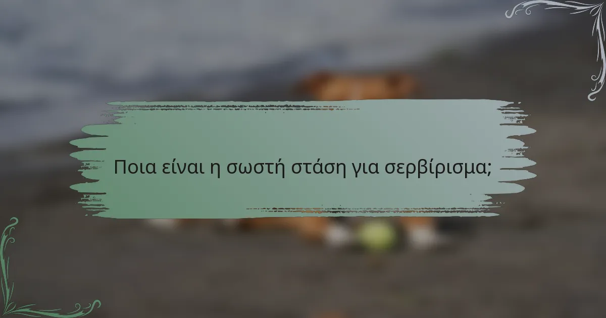 Ποια είναι η σωστή στάση για σερβίρισμα;