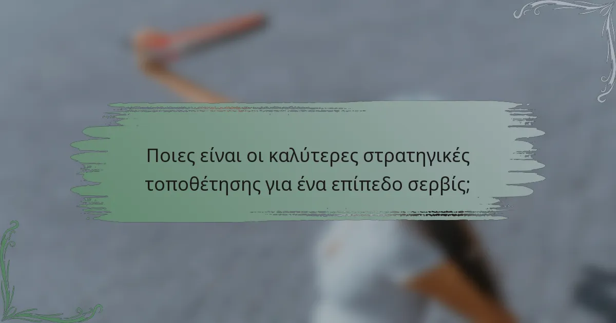 Ποιες είναι οι καλύτερες στρατηγικές τοποθέτησης για ένα επίπεδο σερβίς;