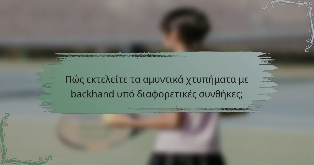 Πώς εκτελείτε τα αμυντικά χτυπήματα με backhand υπό διαφορετικές συνθήκες;